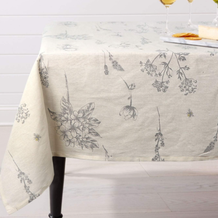 Beige Garden Floral Pure Cotton Tablecloth