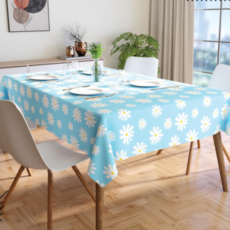 Daisy Blue Print Pure Cotton Tablecloth